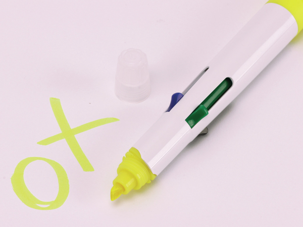 Kugelschreiber, vierfarbig mit gelben Marker - Produktbild 2