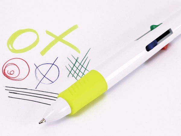 Kugelschreiber, vierfarbig mit gelben Marker - Produktbild 3