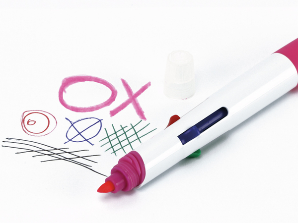 Kugelschreiber, vierfarbig mit rosa Marker - Produktbild 2
