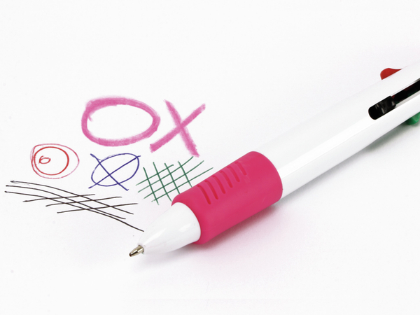 Kugelschreiber, vierfarbig mit rosa Marker - Produktbild 3