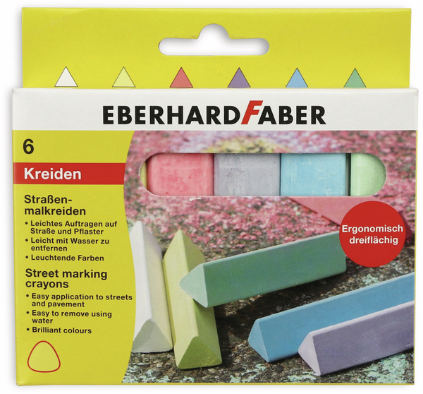 Eberhard Faber Straßenmalkreide dreiflächig, 6 Stück, 526503 - Produktbild 3