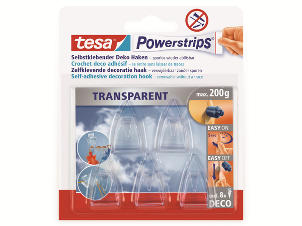 TESA Powerstrips® transparent, Deco-Haken 58900-00013-20