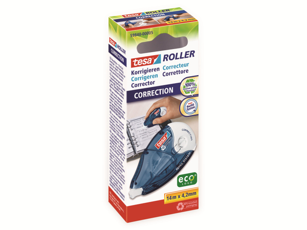 TESA Roller Korrigieren ecoLogo® Nachfüllroller, 14m:4,2mm, 59840-00005-05 - Produktbild 2