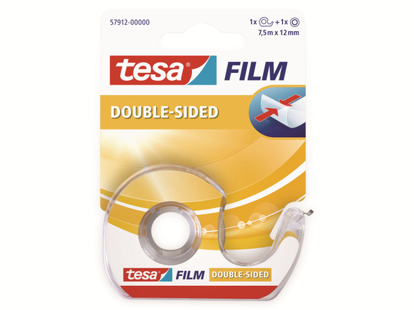 TESA film® doppelseitig, 1 Rolle + Abroller, 7,5m:12mm, 57912-00000-02