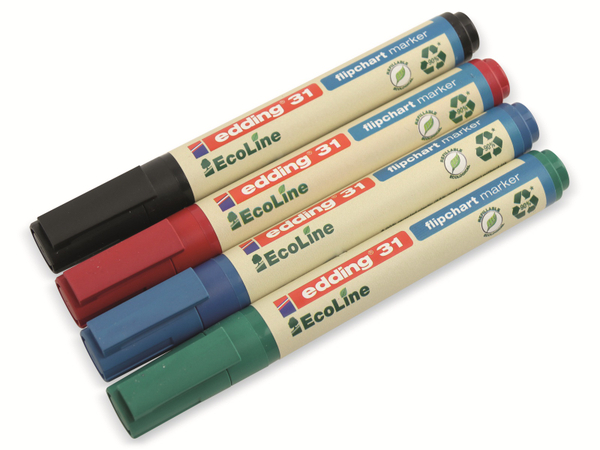 EDDING Flipchartmarker 31 EcoLine, 1,5…3mm schwarz, rot, blau, grün