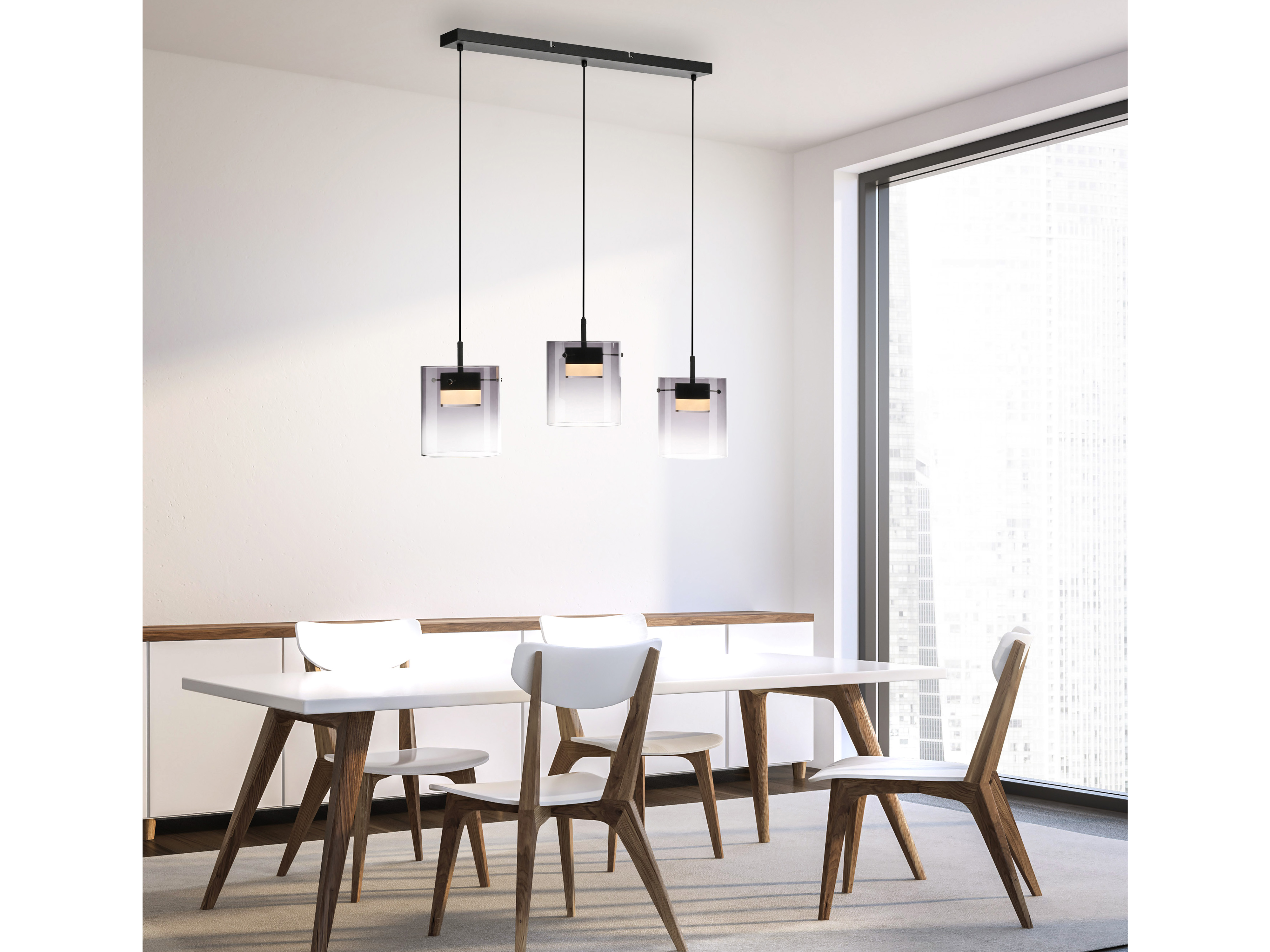 JUST LIGHT LED-Pendelleuchte 14043-18, 7,5W, 800lm, 3000K, schwarz