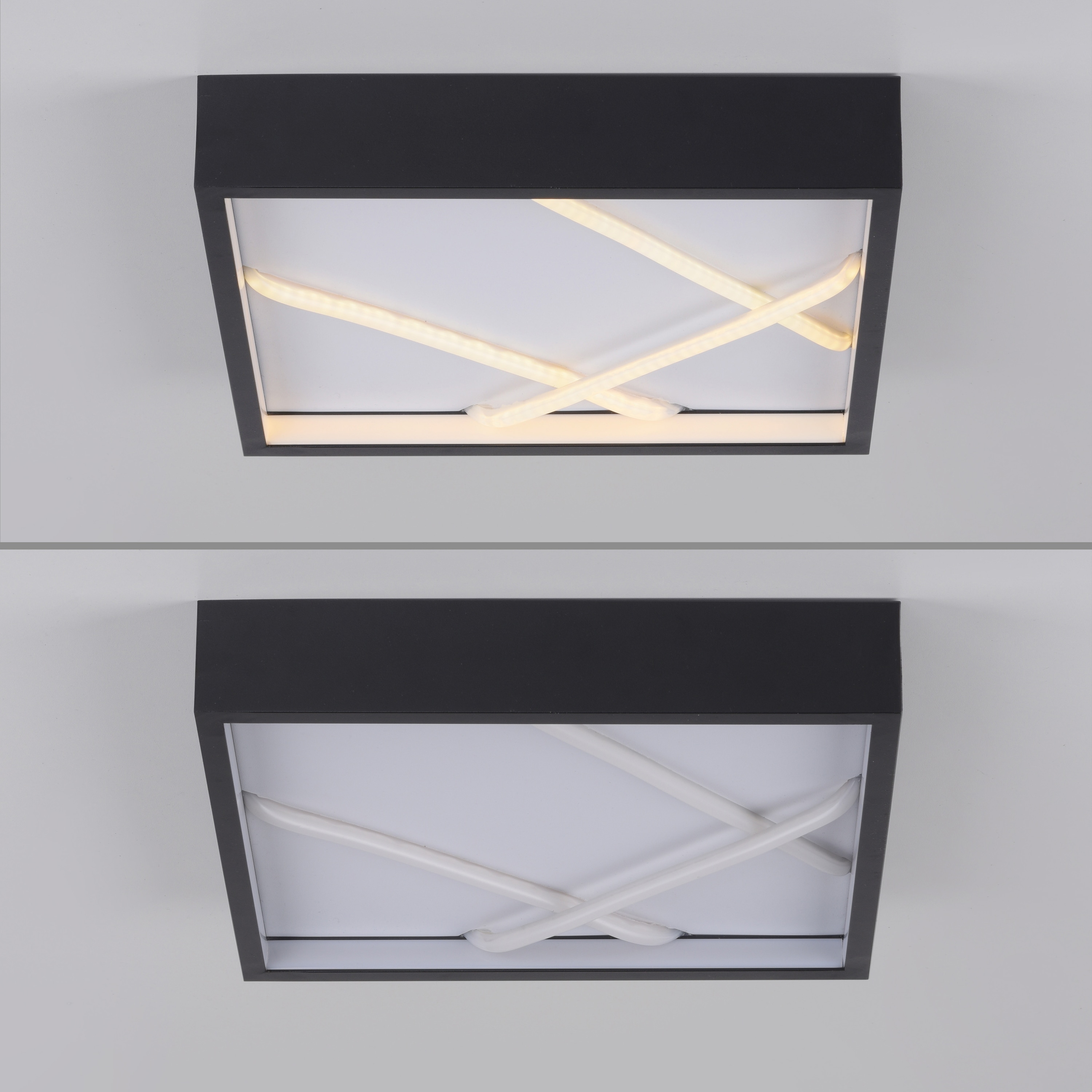 JUST LIGHT LED-Deckenleuchte 14092-18, 28W, 3000K, 3500lm, warmweiß, IP20, schwarz