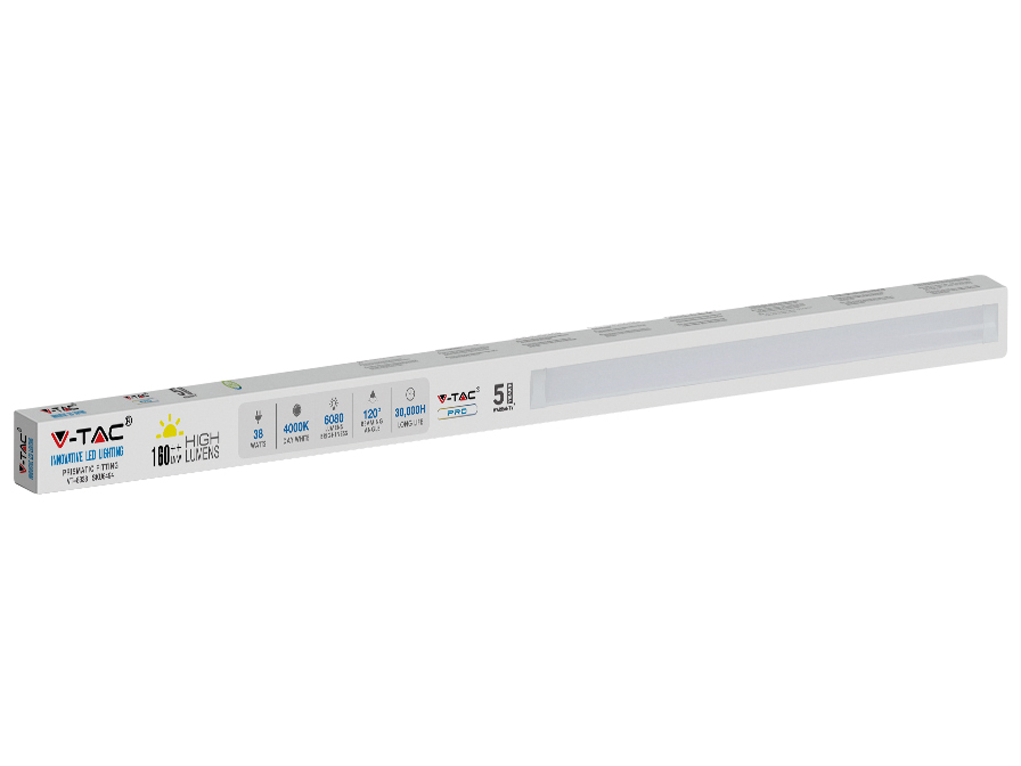 V-TAC LED-Deckenleuchte, 8338 (6494) EEK: D 38 W, 5900 lm, 4000 K, 1500 mm