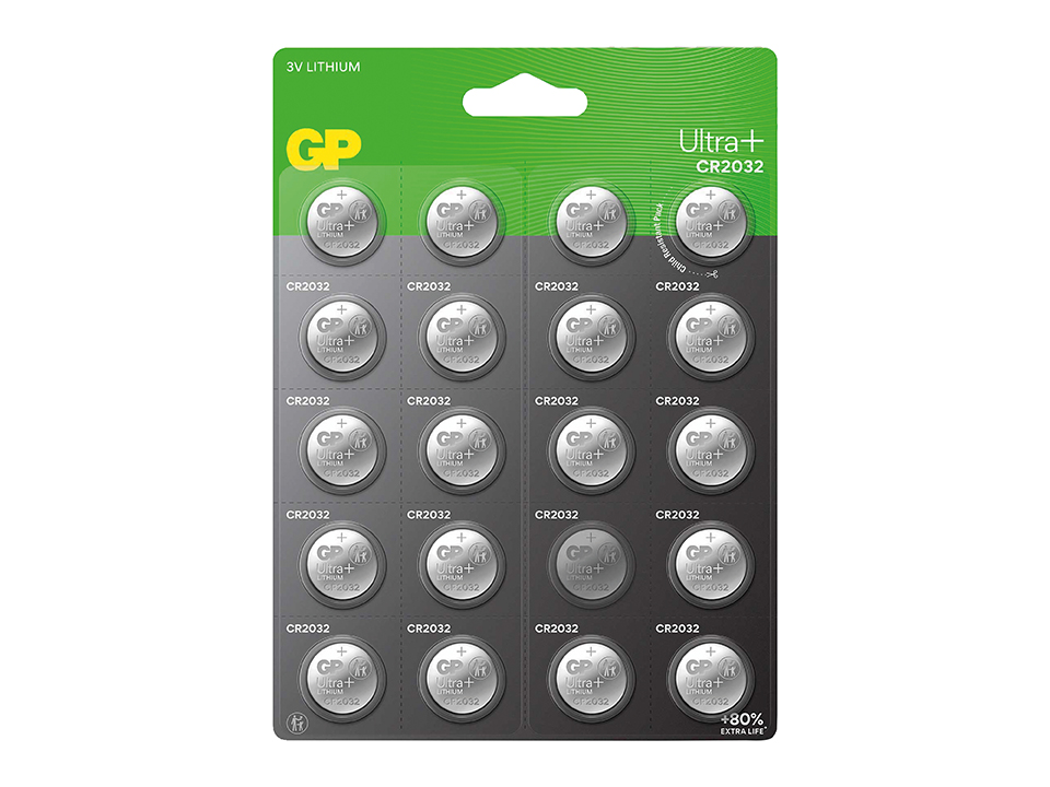 GP Lithium-Knopfzelle CR2032, 3V, 20 Stück