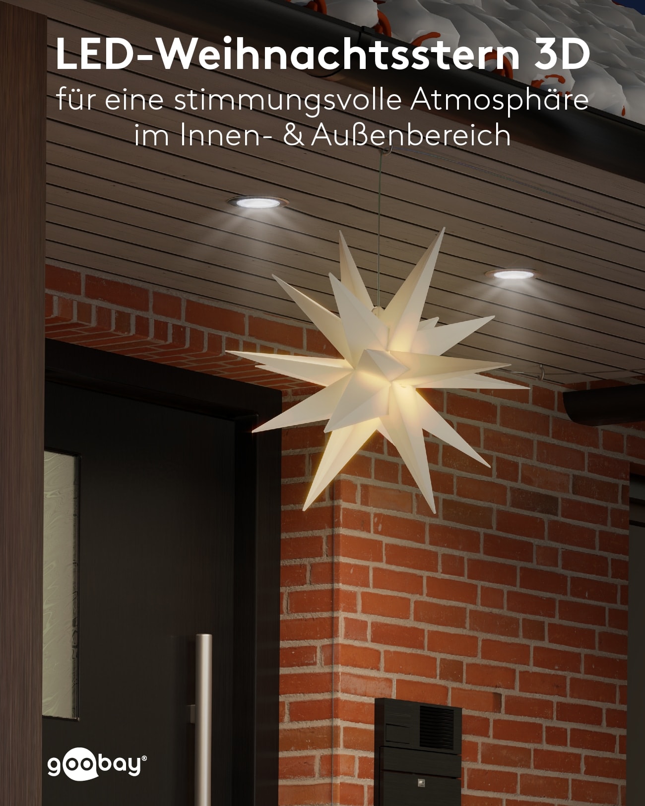 GOOBAY LED-Stern, 18 Zacken, 56cm, Outdoor, Timerfunktion, Batteriebetrieben GOOBAY LED-Stern, 18 Zacken, 56cm, Outdoor, Timerfunktion, Batteriebetrieben