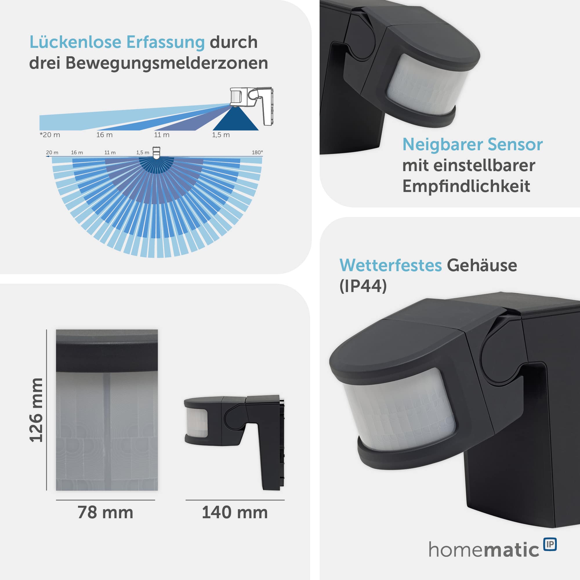 HOMEMATIC IP Bewegungsmelder mit Schaltaktor, außen, weiß