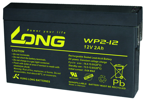 KUNG LONG Blei-Akkumulator Standby, WP2-12, 12 V-, 2 Ah, Faston 4,8 mm