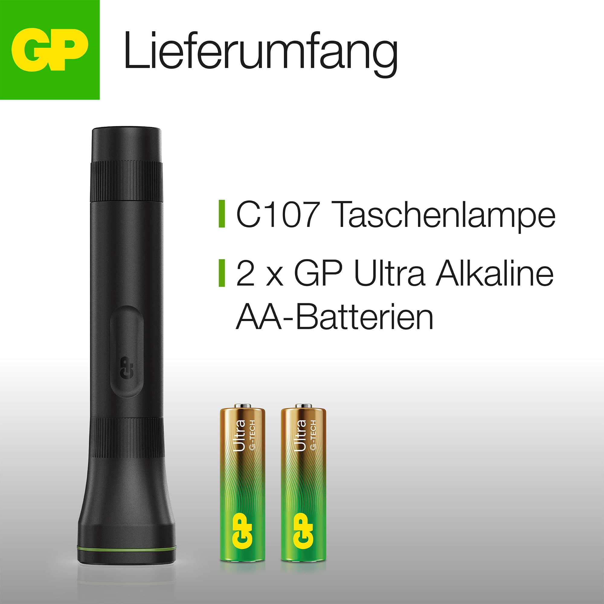 GP LED-Taschenlampe C107, 70lm , 166 mm lang GP LED-Taschenlampe C107, 70lm , 166 mm lang