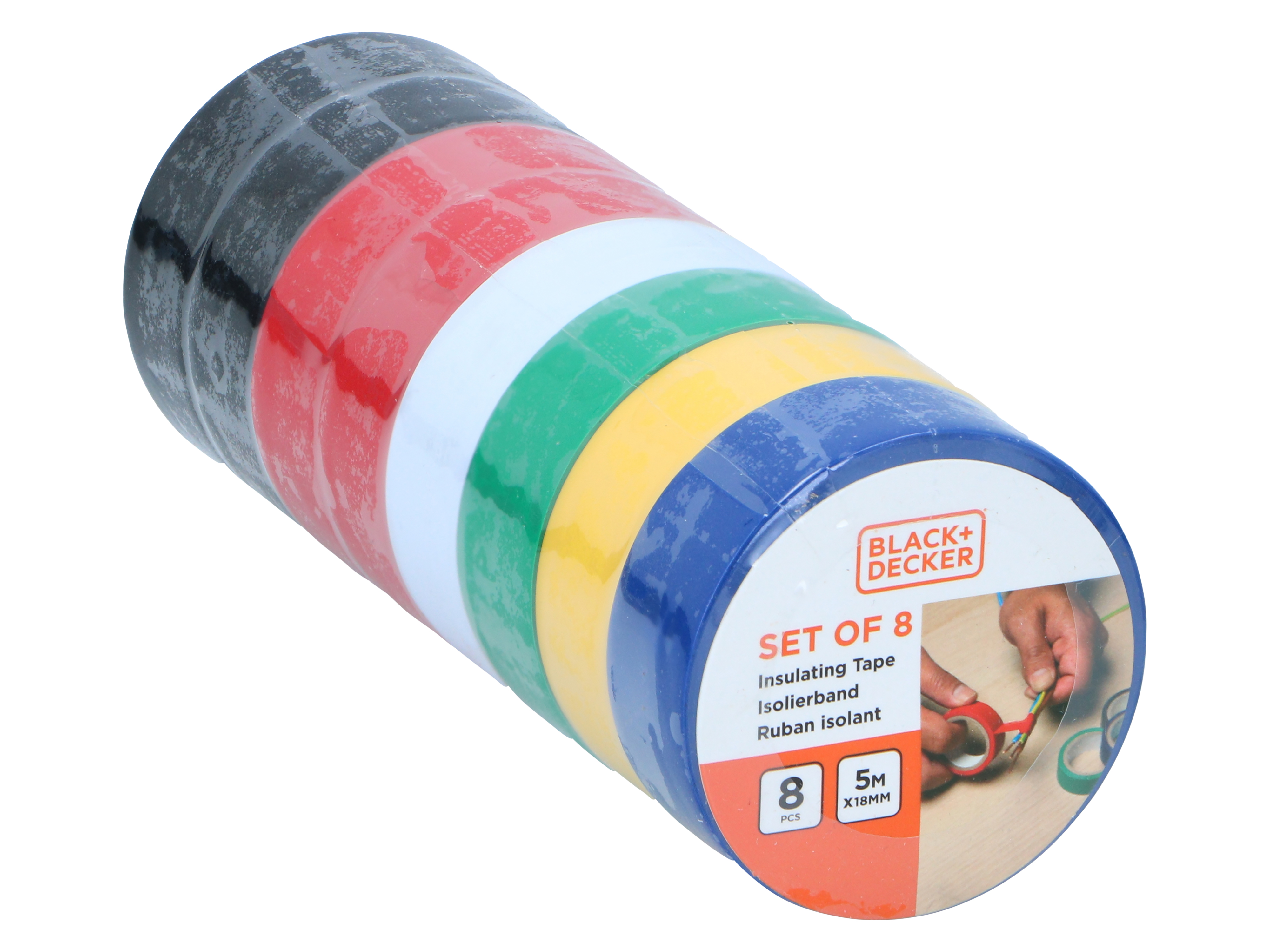 Isolierband, BLACK + DECKER, 18mm, 5m, 8 Rollen