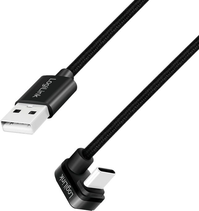 LOGILINK USB 2.0 Typ-C Kabel CU0192, USB-A, Alu, schwarz, 2 m