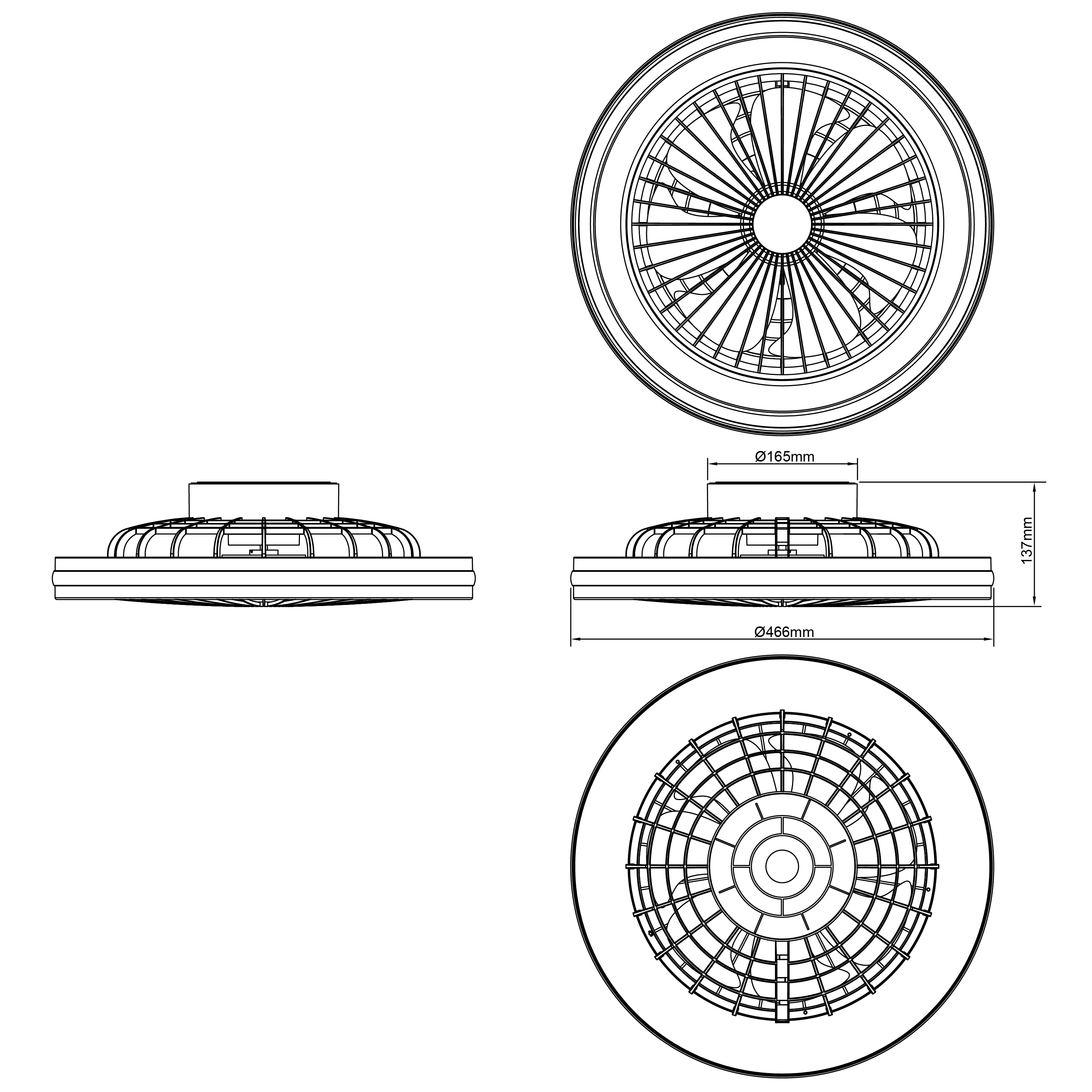 BRILLIANT LED-Deckenleuchte Palmero, mit Ventilator, 40 W, Ø 46,5 cm
