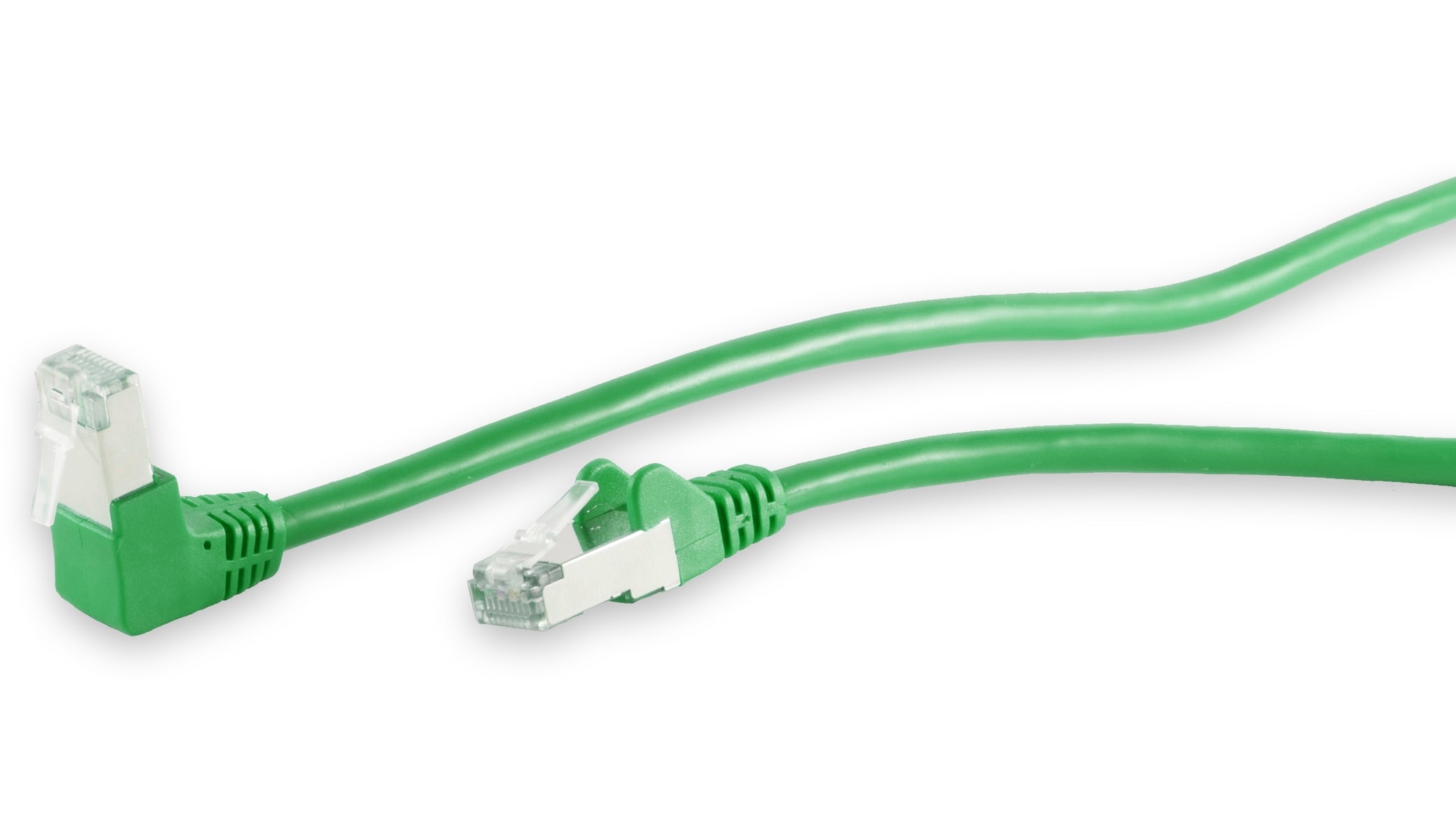 CAT.6 Patchkabel, S/FTP, 90°-gerade, 3,0 m, grün CAT.6 Patchkabel, S/FTP, 90°-gerade, 3,0 m, grün