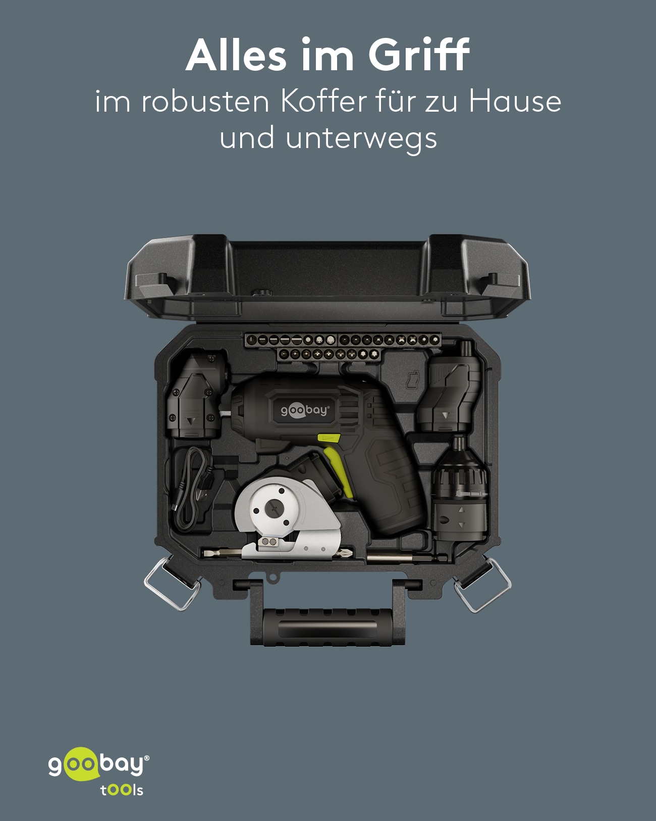 GOOBAY TOOLS 4in1 Mini-Akkuschrauber-Set, 77817, 35-teilig