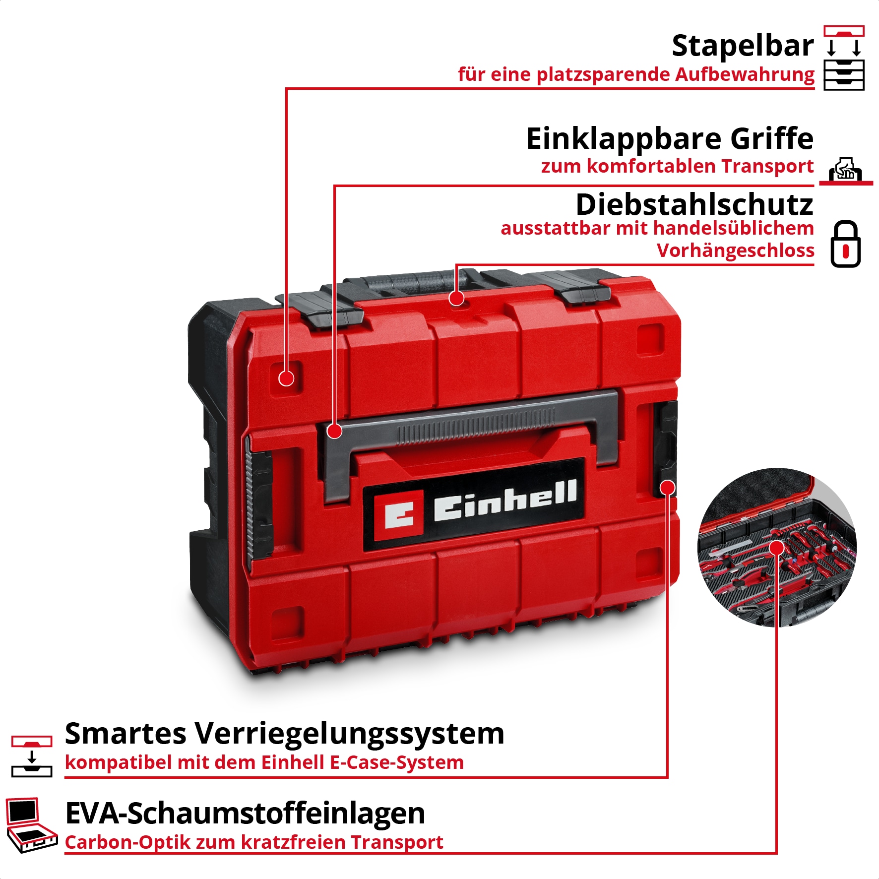 EINHELL Werkzeugkoffer Renovierung, 370517, E-Case, 78-teilig