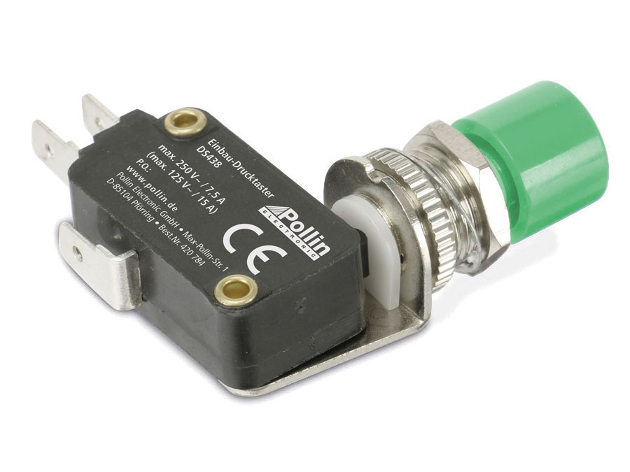 Einbau-Drucktaster DS438, 7,5 A/250 V~, grün
