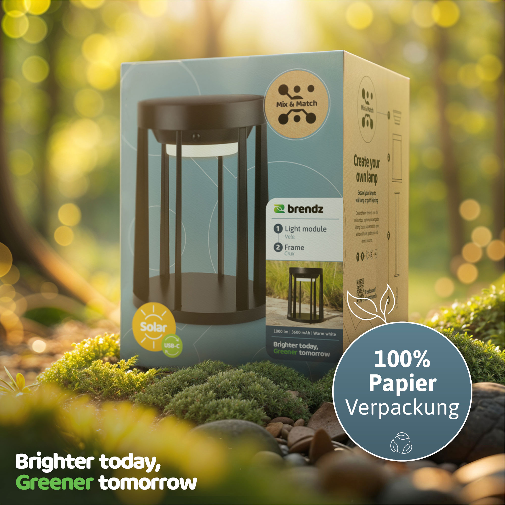 BRENDZ Solar LED-Tischleuchte, Mira & Draco, 40/200/400 lm, 2700K, IP54