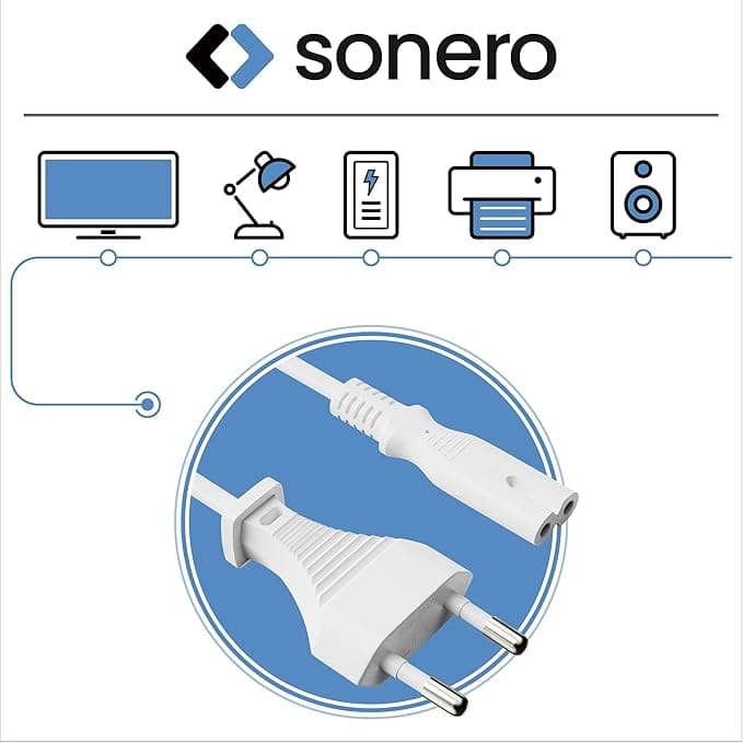SONERO Netzkabel X-ESG-C7G-010W, Eurostecker, gerade, weiß, 1m SONERO Netzkabel X-ESG-C7G-010W, Eurostecker, gerade, weiß, 1m