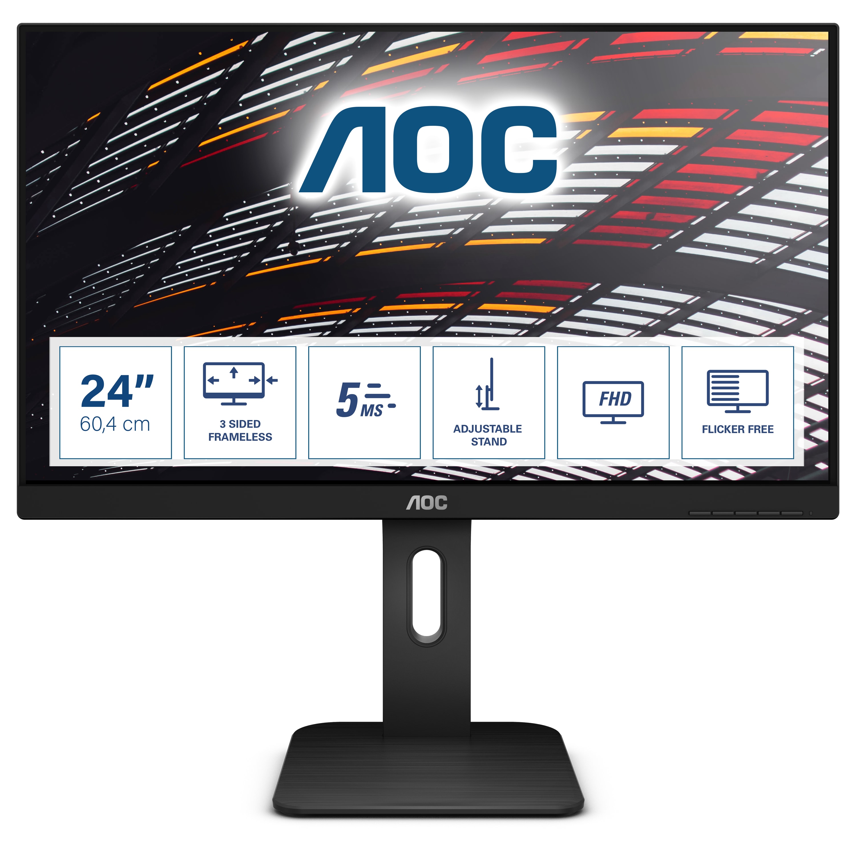 AOC Monitor 24P1, 60,5 cm/24 '' (1920x1080), IPS, 16:9, USB, 5 ms, VGA, HDMI, DisplayPort