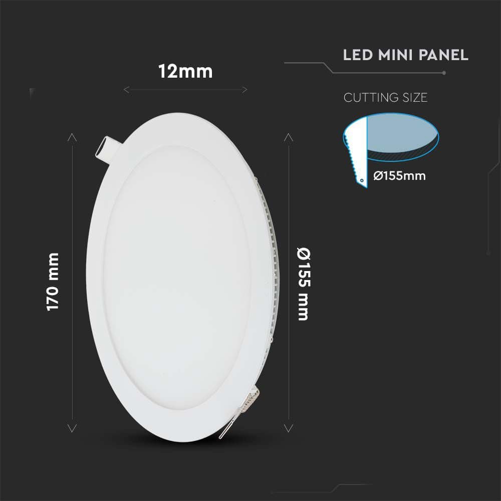 V-TAC LED-Einbauleuchte VT-1207, EEK: F, 12 W, 6400 K, rund V-TAC LED-Einbauleuchte VT-1207, EEK: F, 12 W, 6400 K, rund