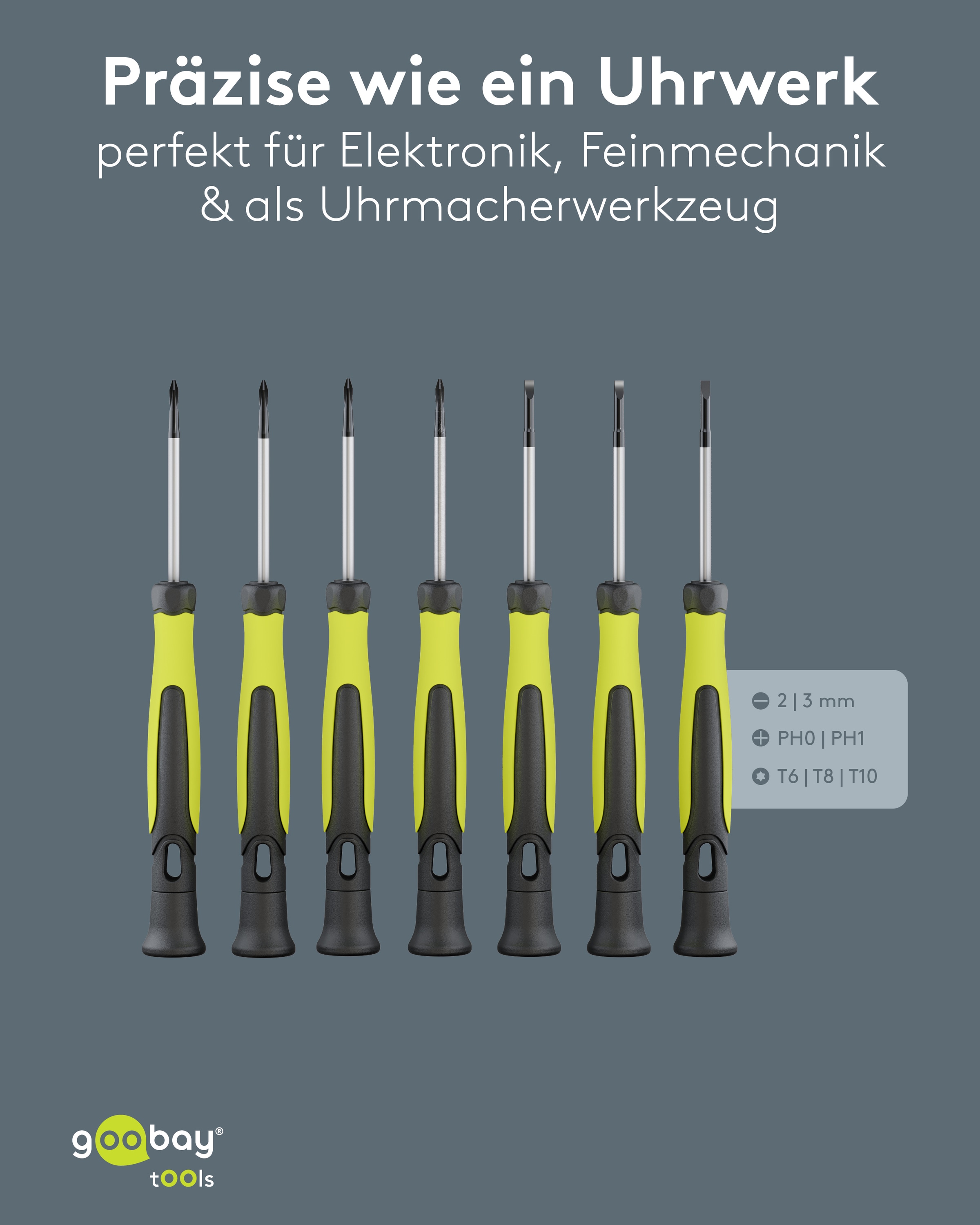 GOOBAY TOOLS Präzisionsschraubendreher-Set, 77837, 7-teilig