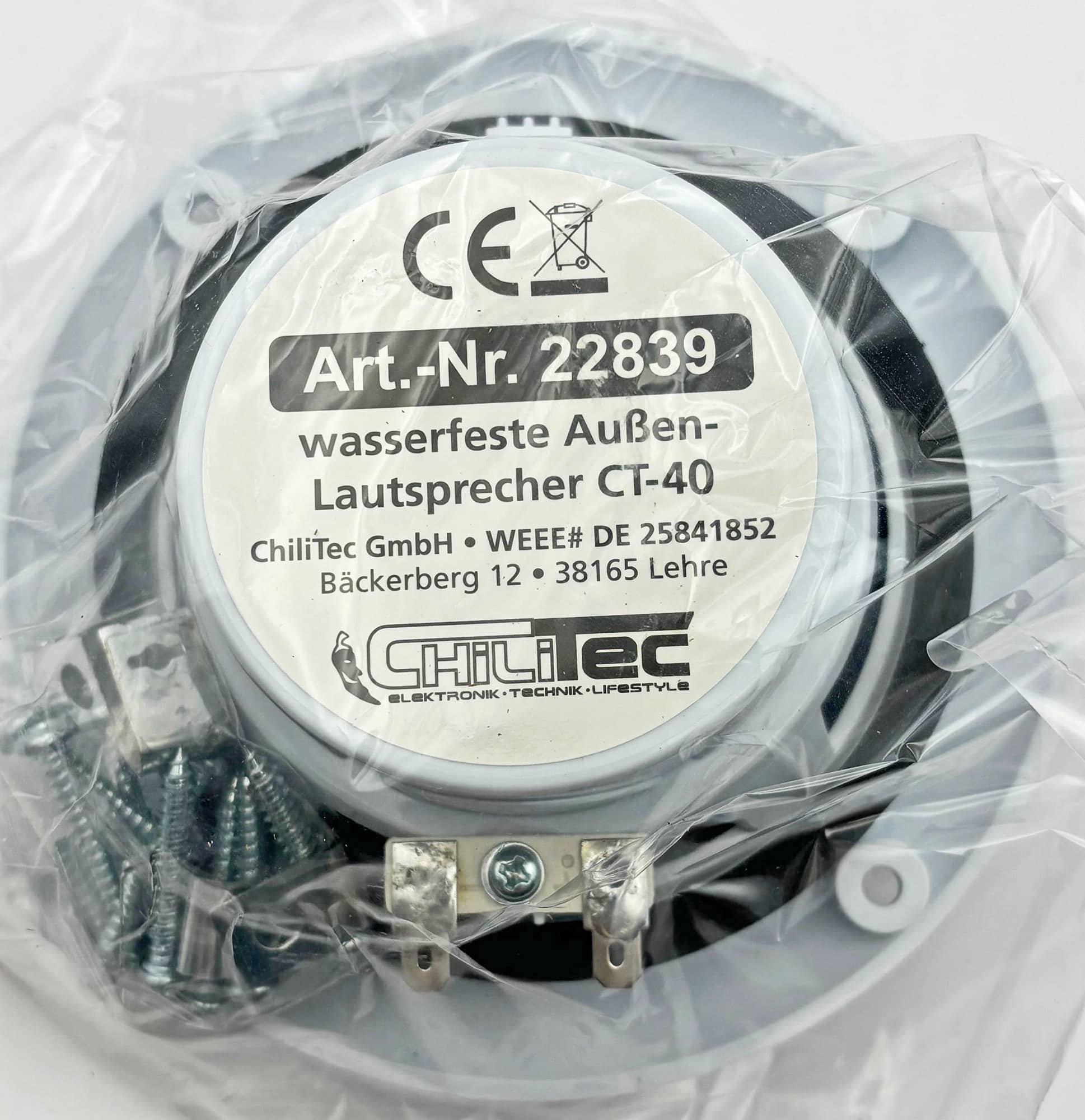 CHILITEC Einbaulautsprecher CT-40, für Außen, Wasserfest, 60 W, 2 Stück