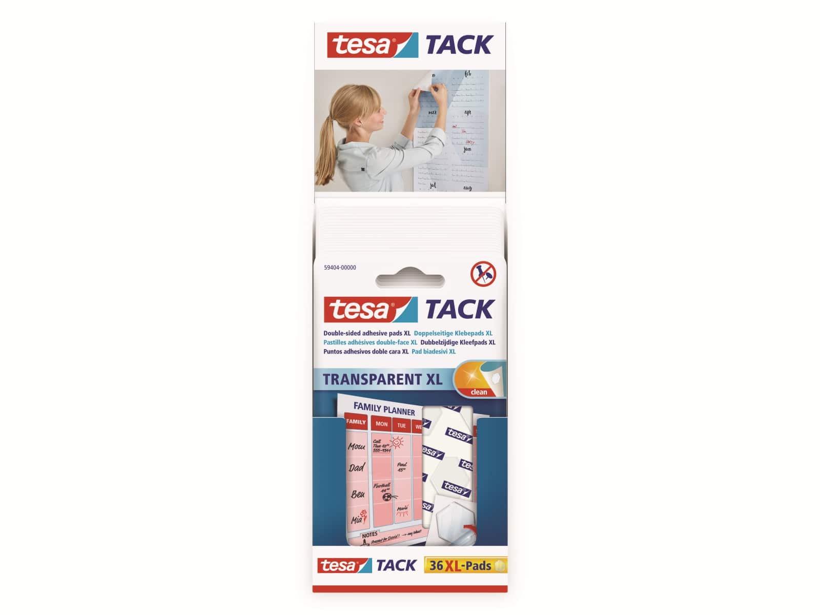 TESA Tack® Doppelseitige Klebepads XL, 36 Stück, 59404-00000-00