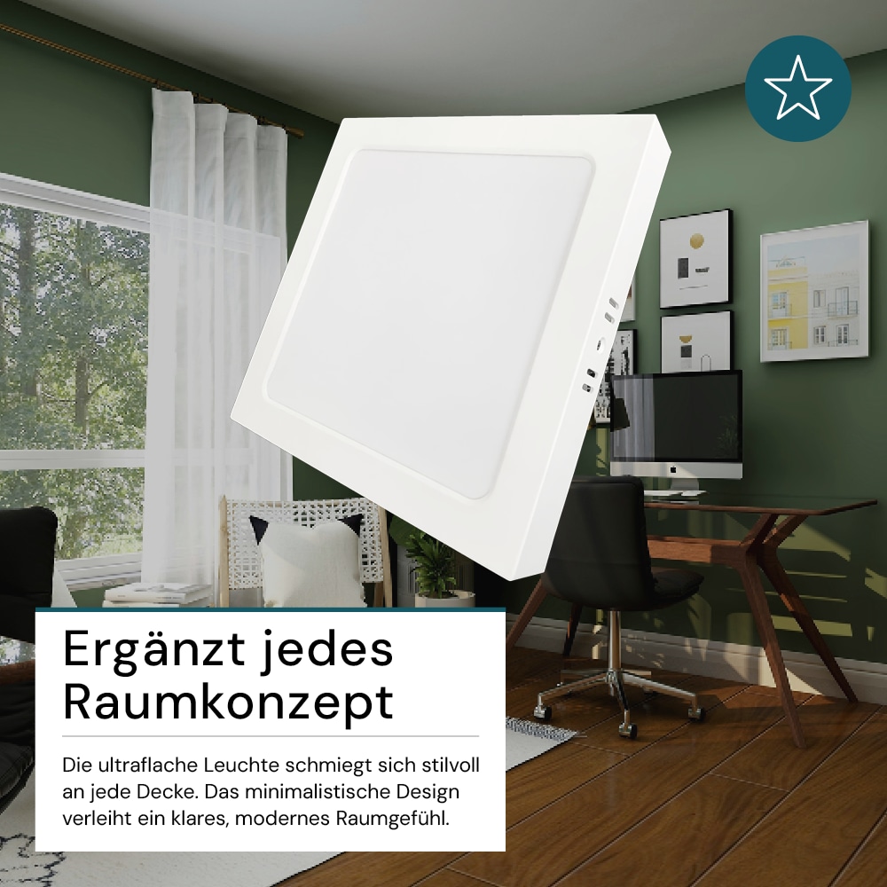 LUXULA LED-Deckenleuchte, 12W, EEK: F, 1200lm, CCT, IP44, quadrat, weiß
