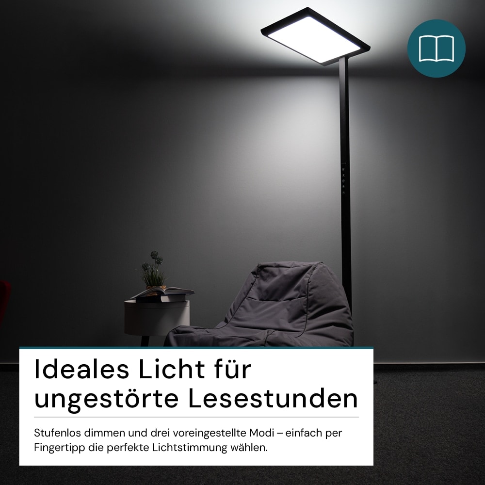 LUXULA LED-Büro-Stehleuchte, Up/Down, 100W, 4000K, EEK: F, 7000lm, IP20, dimmbar, schwarz