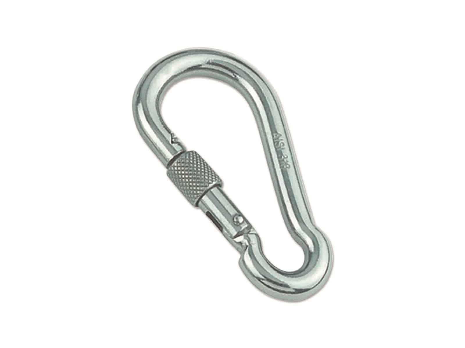 MARINETECH Karabinerhaken, Edelstahl A4, 7x70 mm, mit Sicherheitsmutter, 4 Stück
