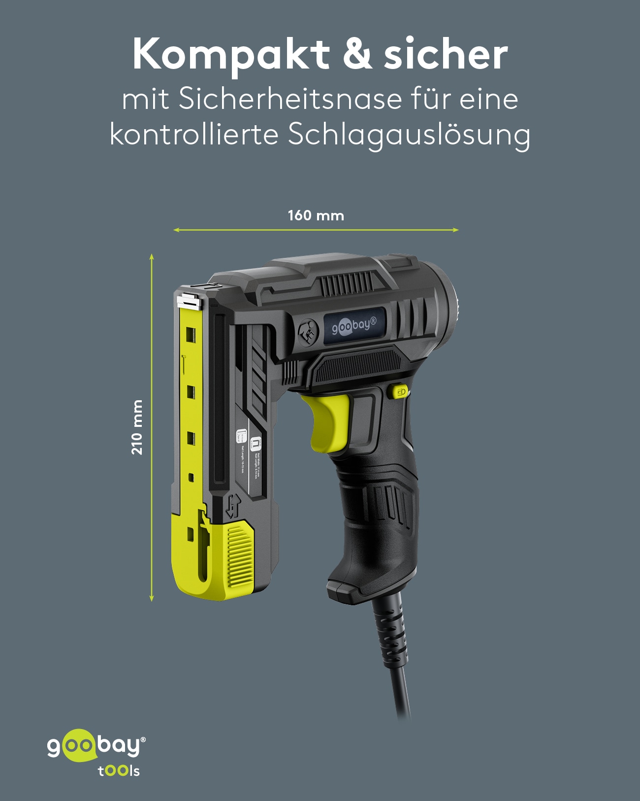 GOOBAY TOOLS 2in1 Elektrotacker-Set, 77820, mit 400 Tackernadeln und 100 Nägeln