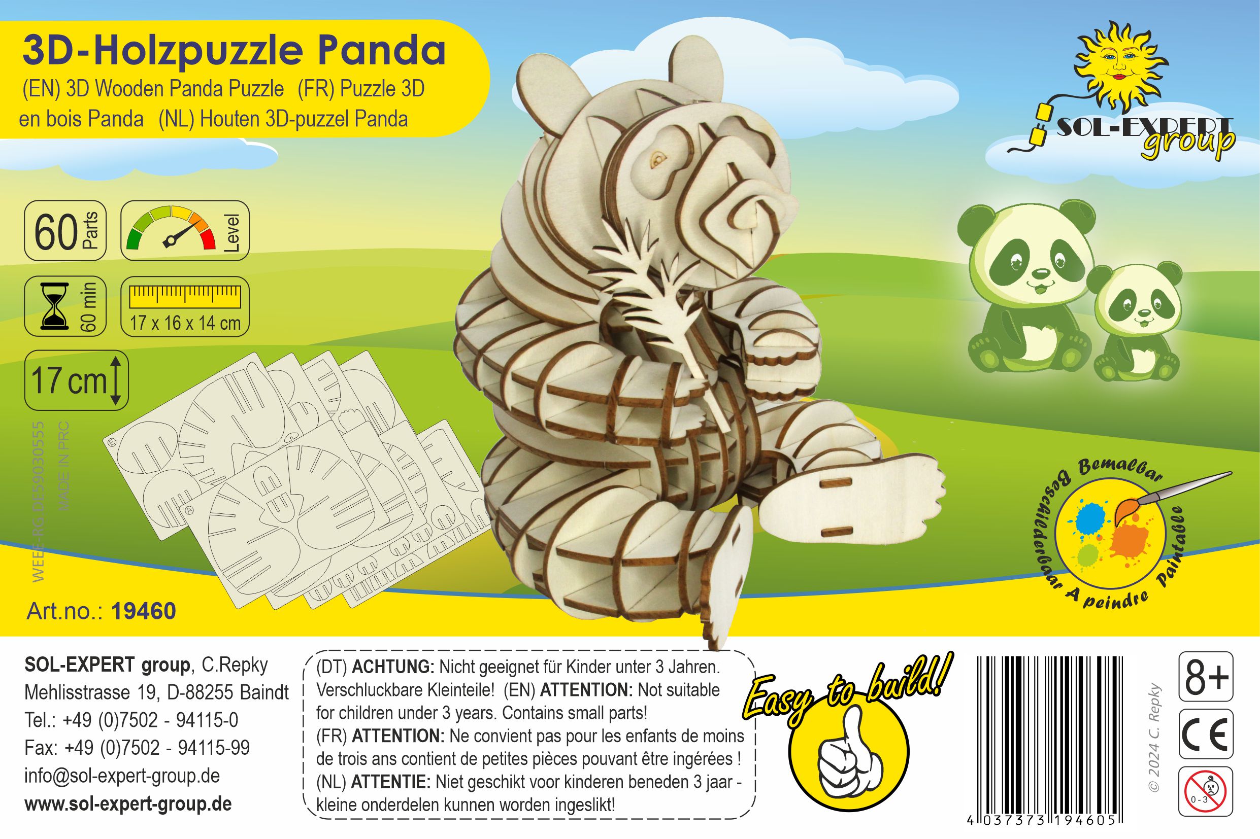 SOL-EXPERT 3D Holz Puzzle Panda Bär