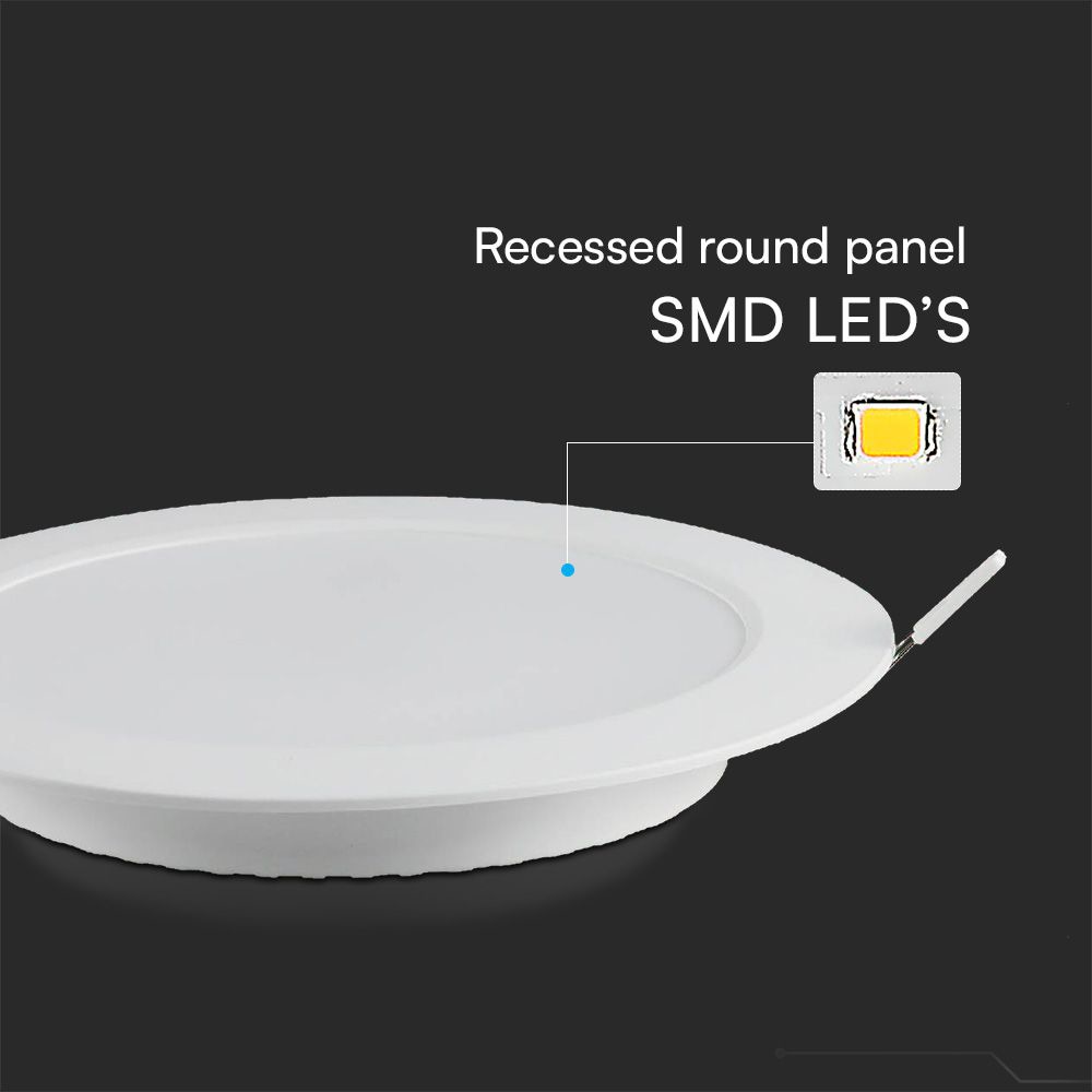 V-TAC LED-Einbauleuchte VT-61006 EEK: E, W 6, 660 lm, 3000 K, Ø 120,5 mm, weiß