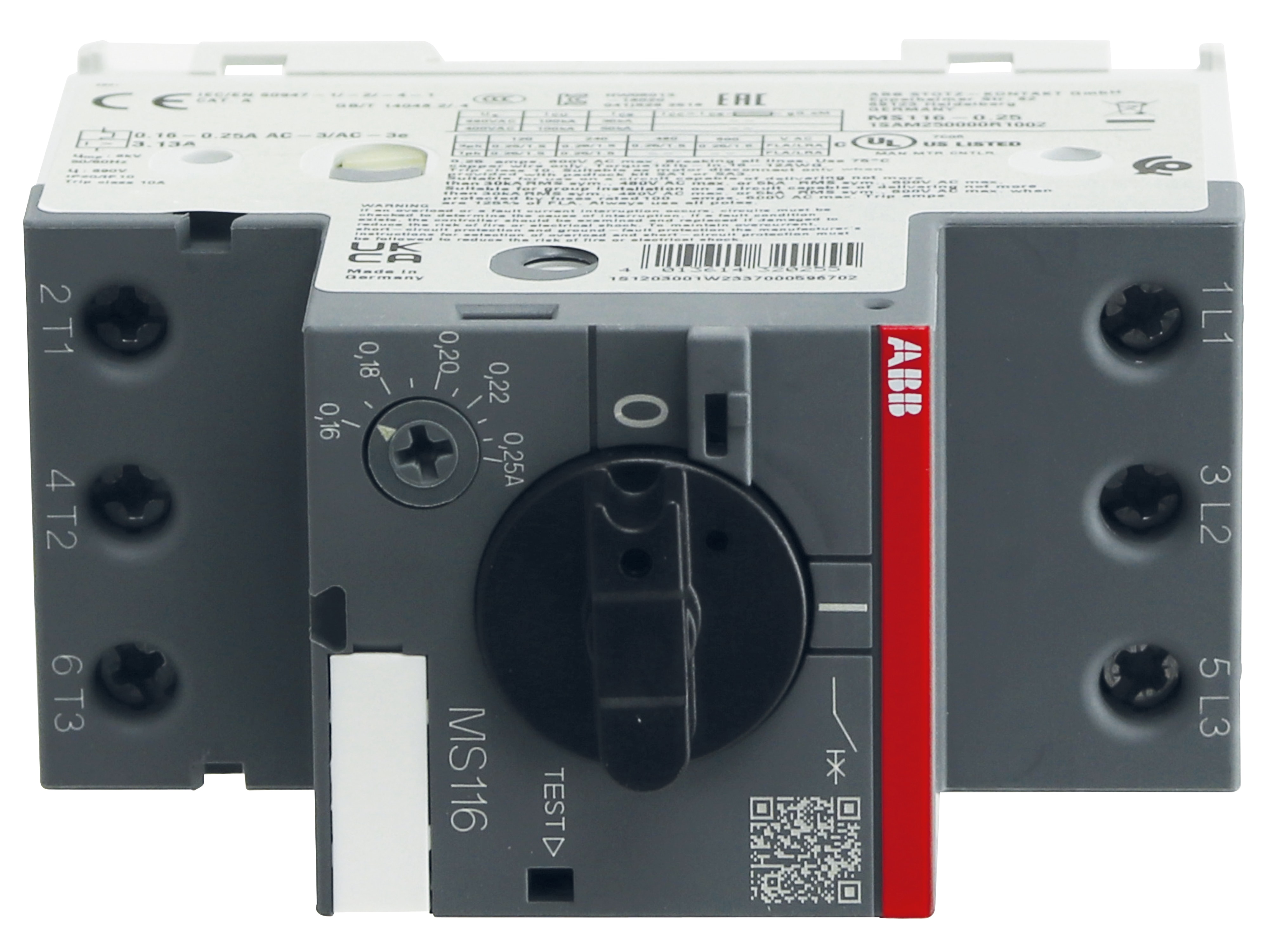 ABB Motorschutzschalter MS116-0.25, Auslöseklasse 10 A, 0.16...0.25 A ABB Motorschutzschalter MS116-0.25, Auslöseklasse 10 A, 0.16...0.25 A