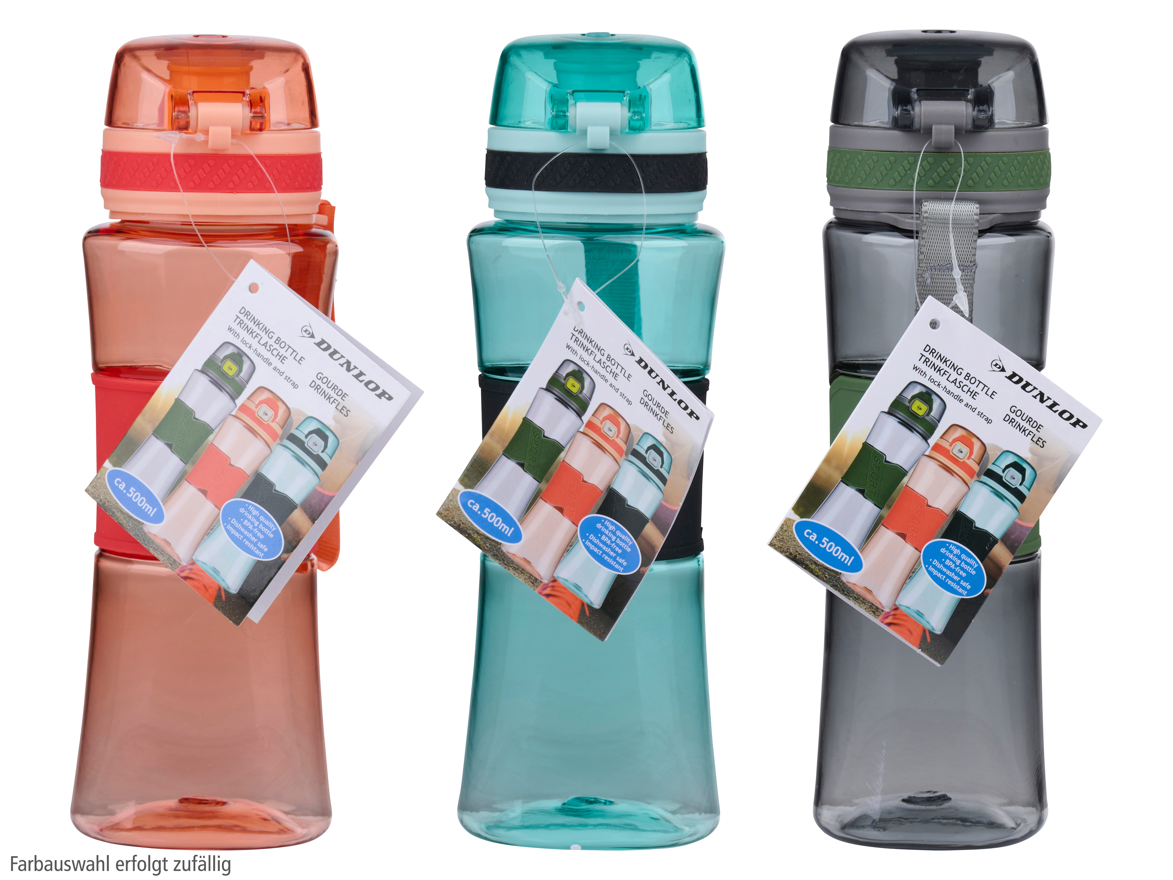 DUNLOP Trinkflasche, 50ml, 3 verschiedene Farben