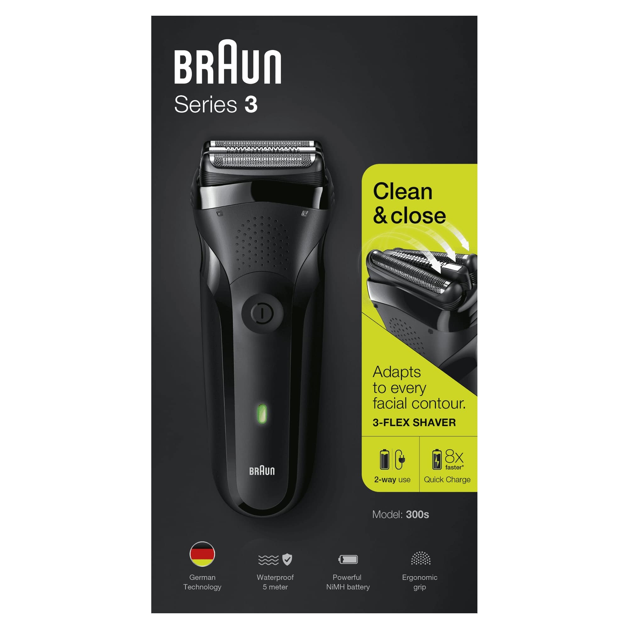BRAUN Rasierer Series 3 300s, Herrenrasierer, schwarz