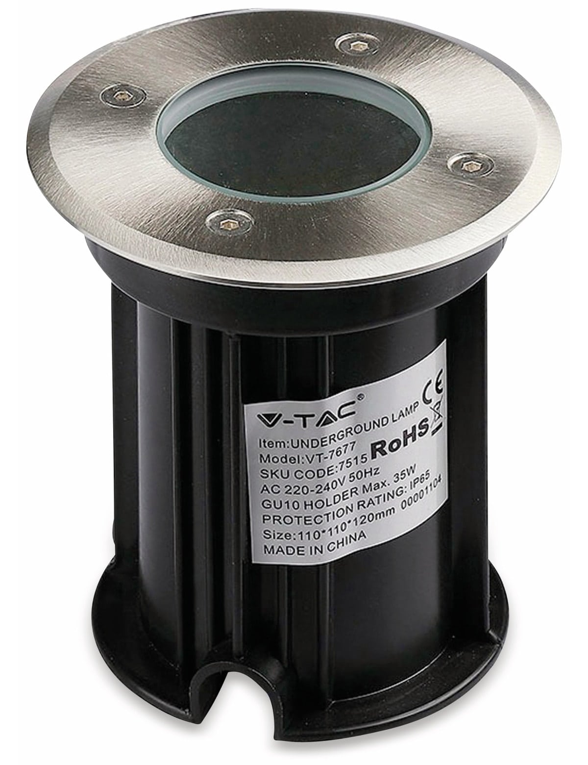 V-TAC Bodeneinbaustrahler VT-7677, IP65, GU10, rund, VT-1515 V-TAC Bodeneinbaustrahler VT-7677, IP65, GU10, rund, VT-1515