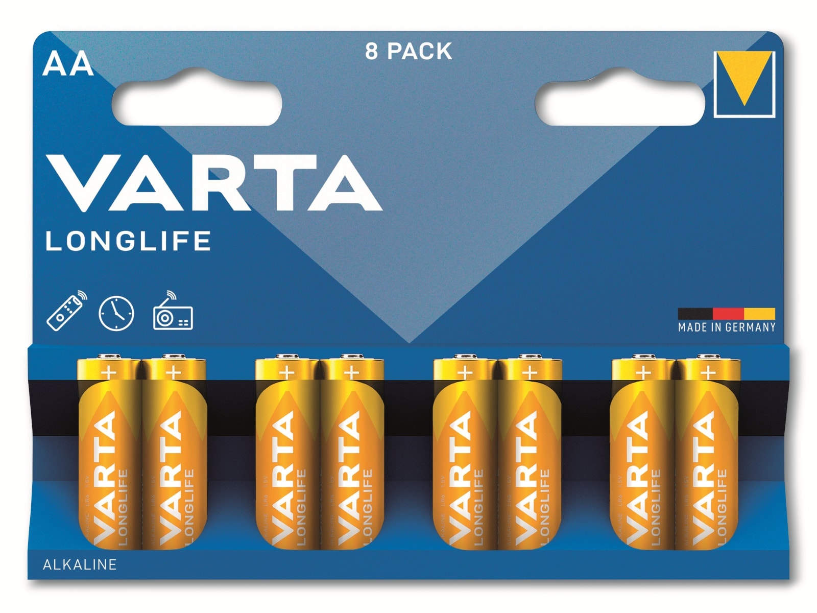 VARTA Batterie Alkaline, Mignon, AA, LR06, 1.5V, Longlife, 8 Stück