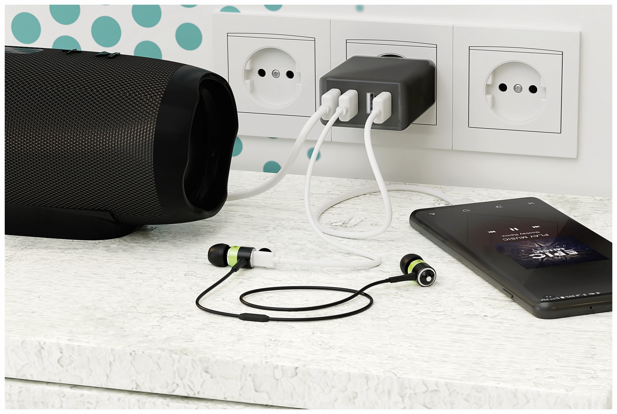 GOOBAY USB-Lader 44953, 4-fach, 3 A, 30 W, schwarz