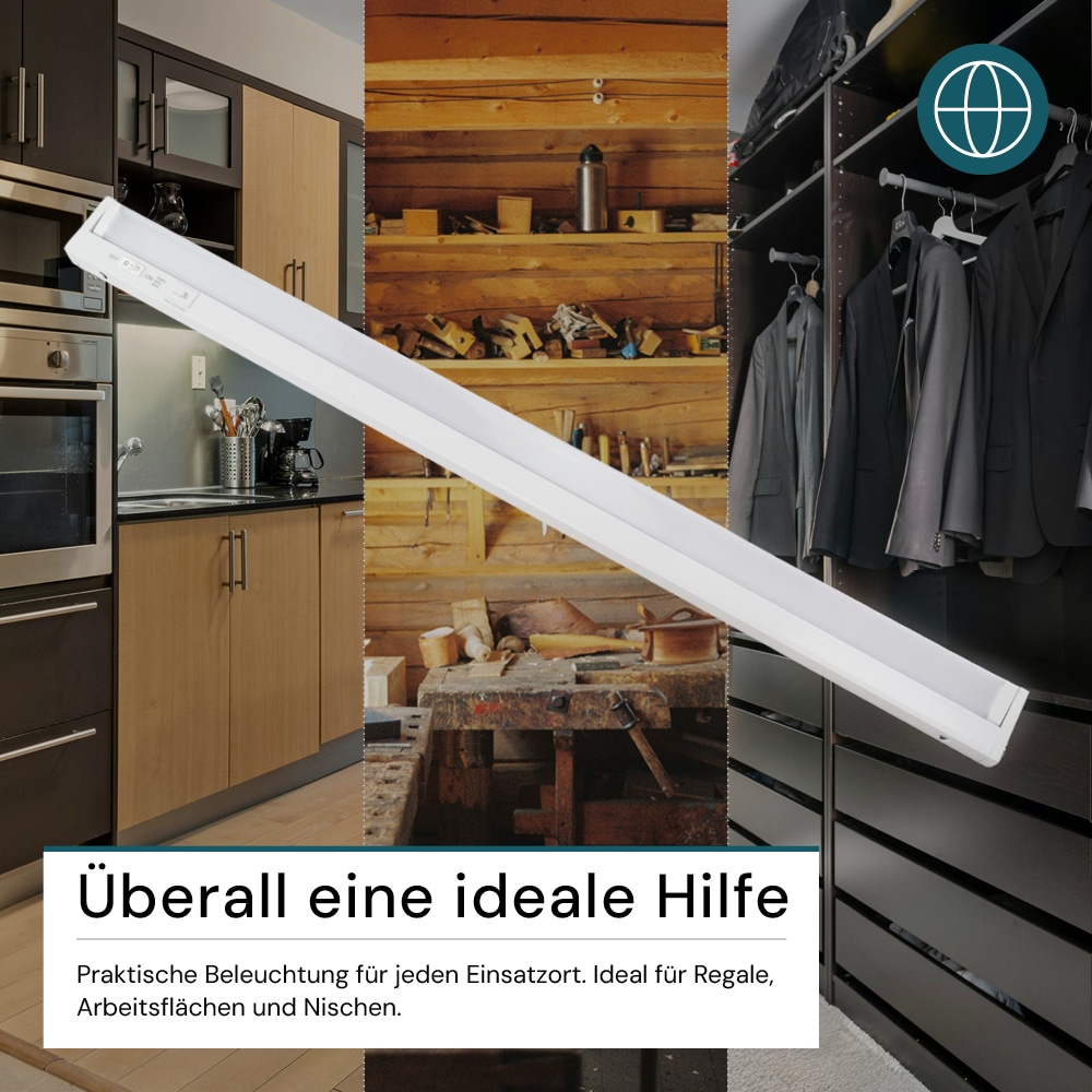 LUXULA LED-Unterbauleuchte, 16W, EEK: E, 1600lm, CCT, IP20, dimmbar, weiß, 115cm