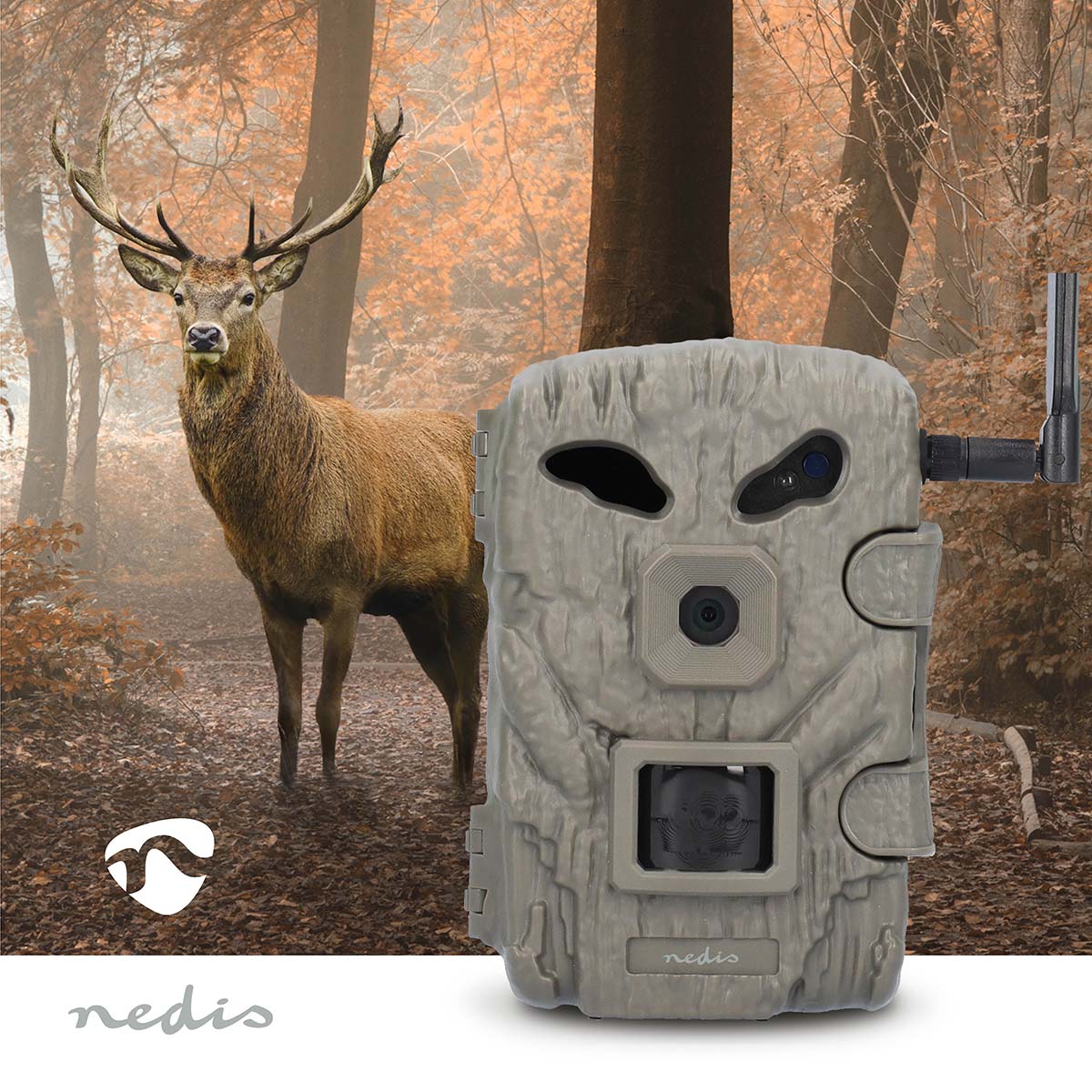 NEDIS Wildkamera WCAM460GN, 1080p@30fps, 30,0 MP, 4G, IP66, Black No-Glow IR, Nachtsicht, Bewegungssensor