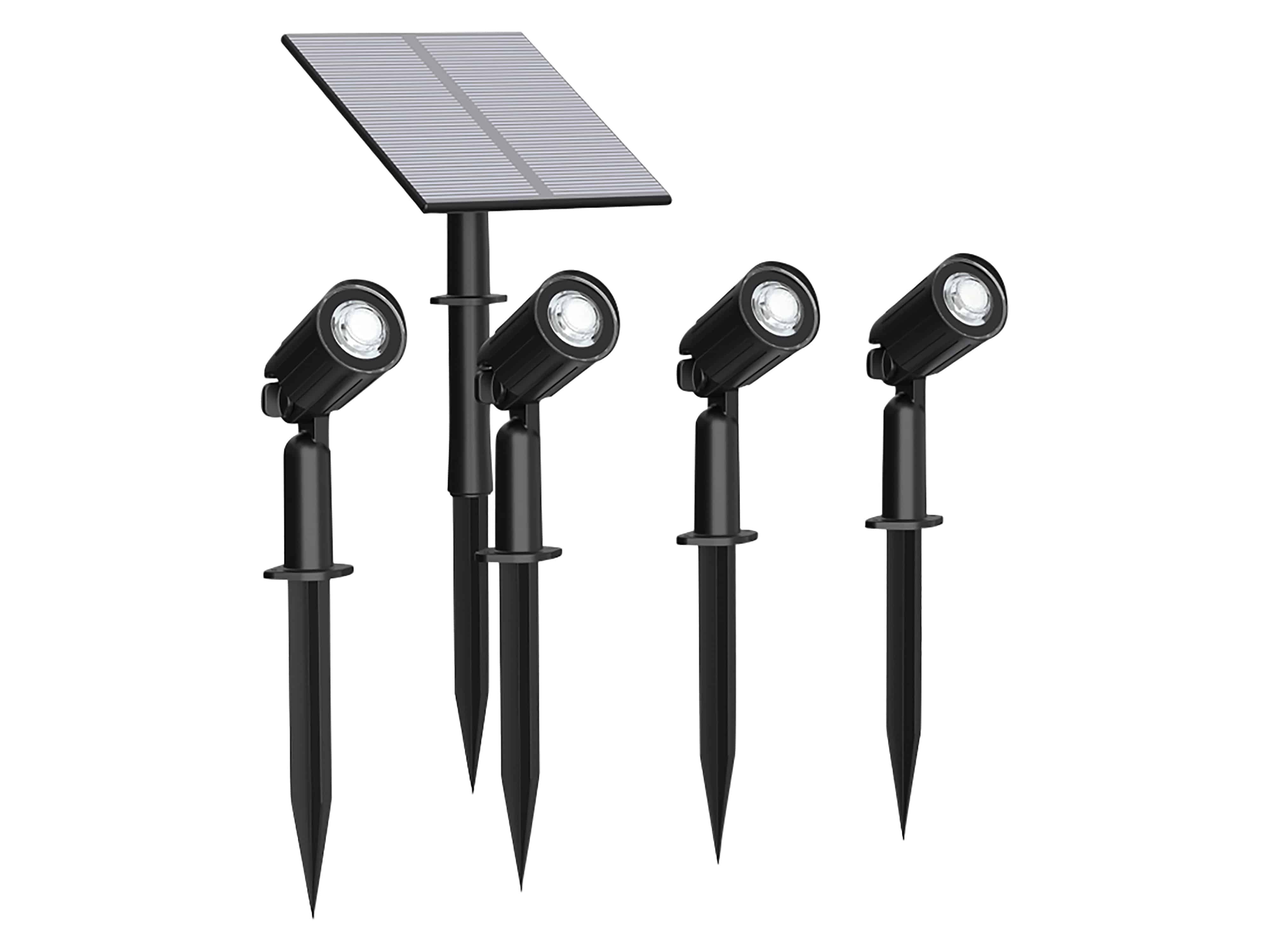 LUXULA Solar LED-Gartenleuchten Set, 5W, 3000K, 200lm, warmweiß, IP54, schwarz, 4 Stück