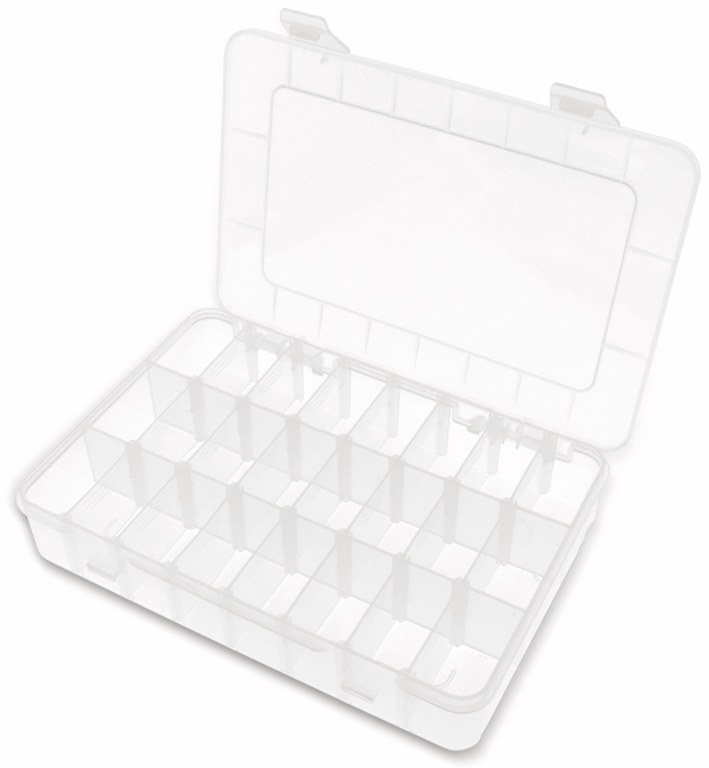 Sortimentsbox, 200x135x38, 24 Fächer, variabel, PP, transparent