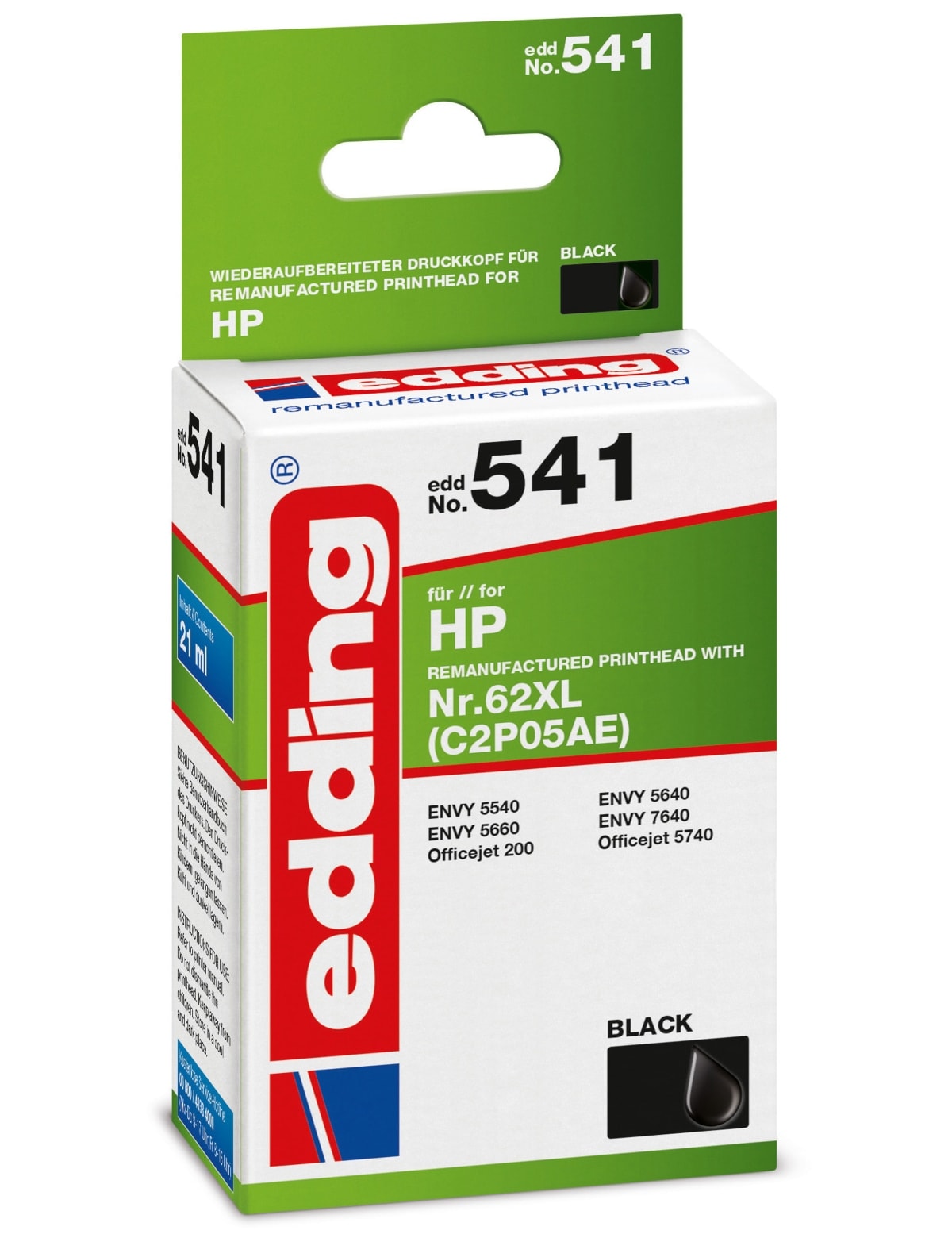 EDDING Tintenpatrone EDD-541, für HP 62XL (C2P05AE)