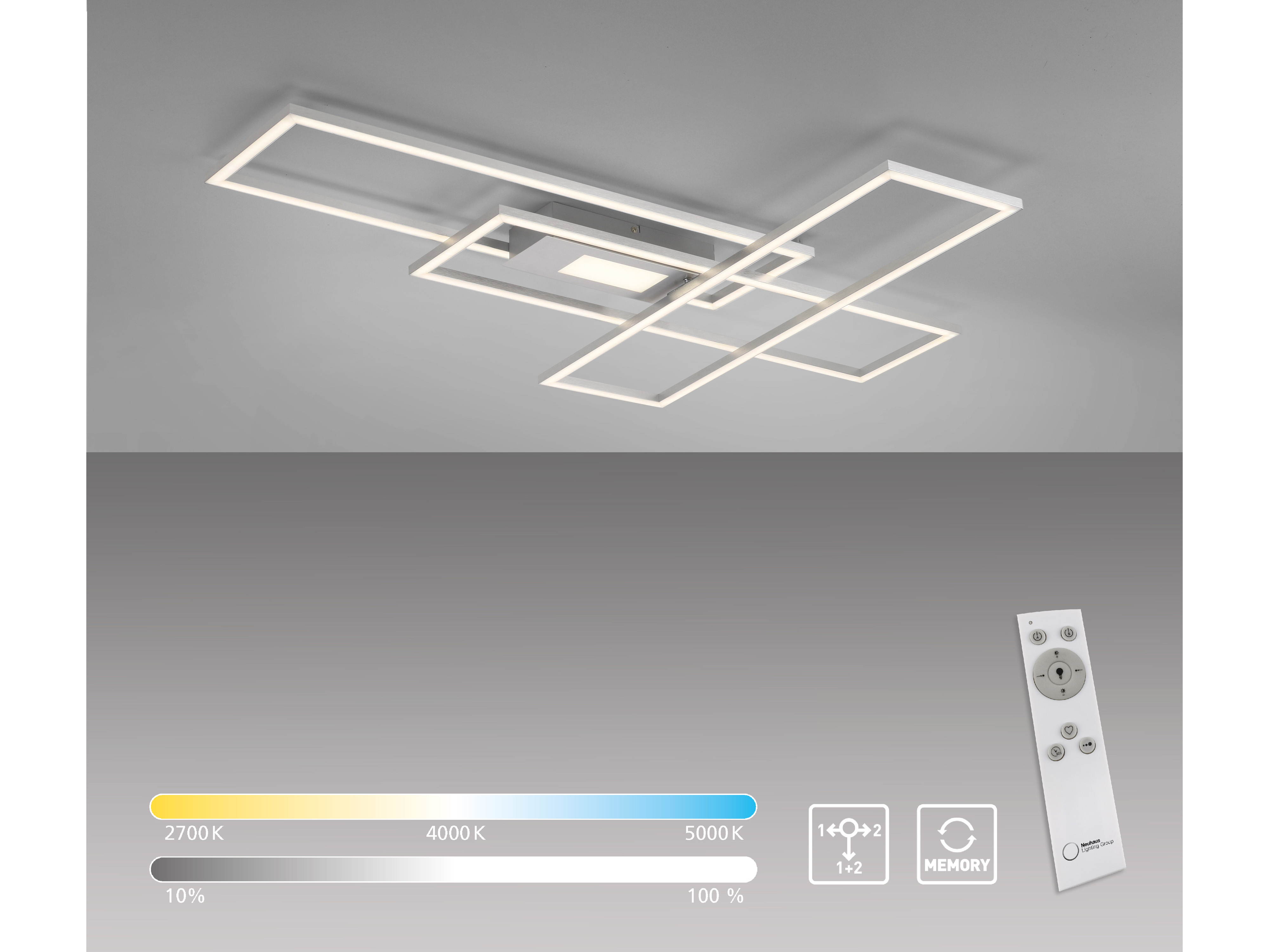 JUST LIGHT LED-Deckenleuchte 14693-55, 45W, 5500lm, silber