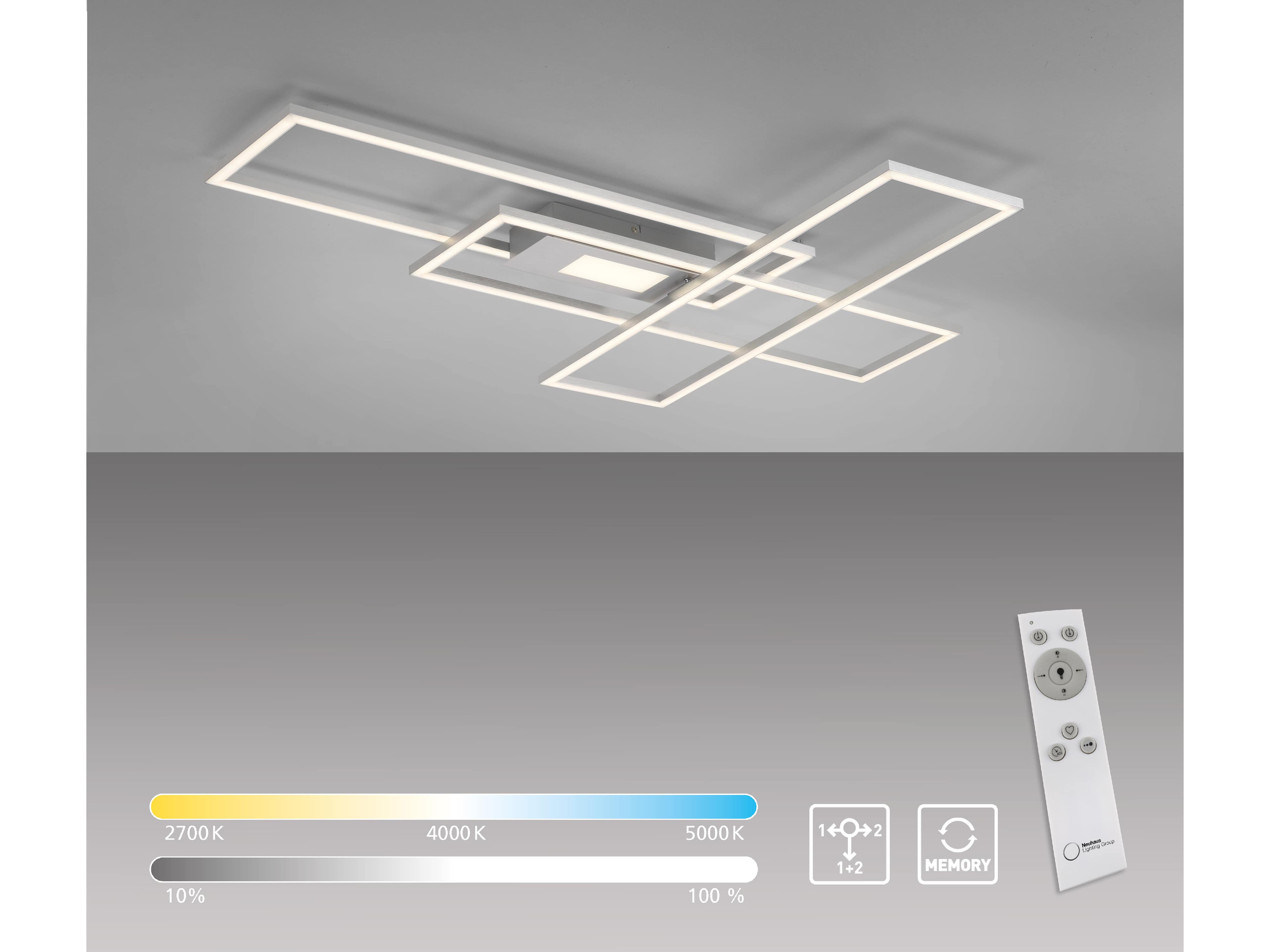 JUST LIGHT LED-Deckenleuchte 14693-55, 45W, 5500lm, silber